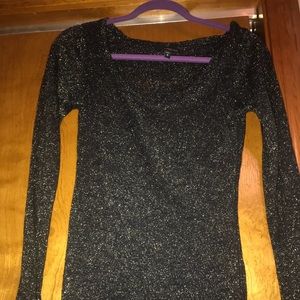 Express long sleeve black/gold glitter